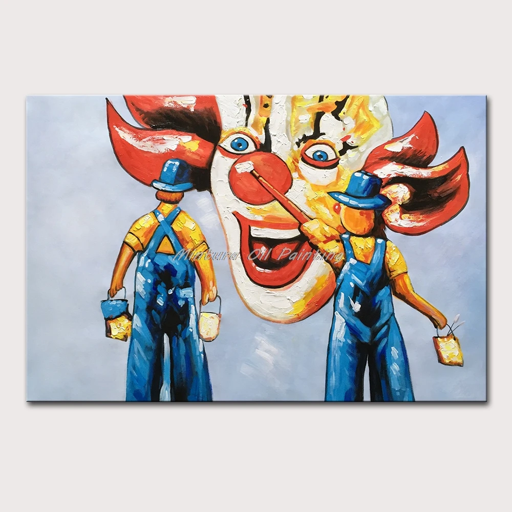 

Mintura Wall Picture for Living Room Oil Paintings on Canvas,Hand-Painted The Clown is Drawing,Home Decoration Wall Art,No Frame