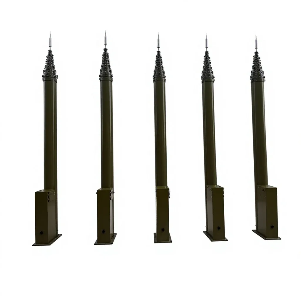 Electric Telescopic Pole with Flange Mount for CCTV Camera Antenna and Warning Light