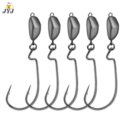 5szt 3.5-14g tacle crossing head hook anti-hanging bottom swing reinforced crank hook przynęta texas fishing group bass fish hooks