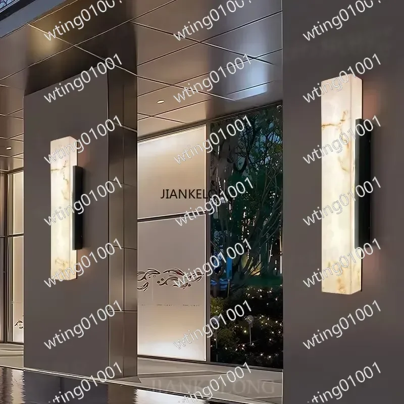 for JIANKELONG Waterproof LED Wall Light Imitation Marble Design for Villa Courtyard Gate Exterior Column Outdoor Decor