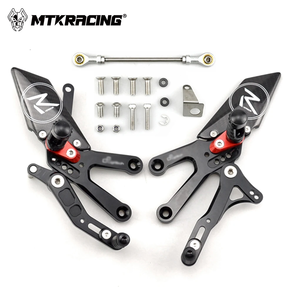 MTKRACING-estriberas para YAMAHA YZF-R3, juegos traseros, Pedal de elevación, reposapiés ajustables, Kit de palanca de cambio de freno, 2015-2024