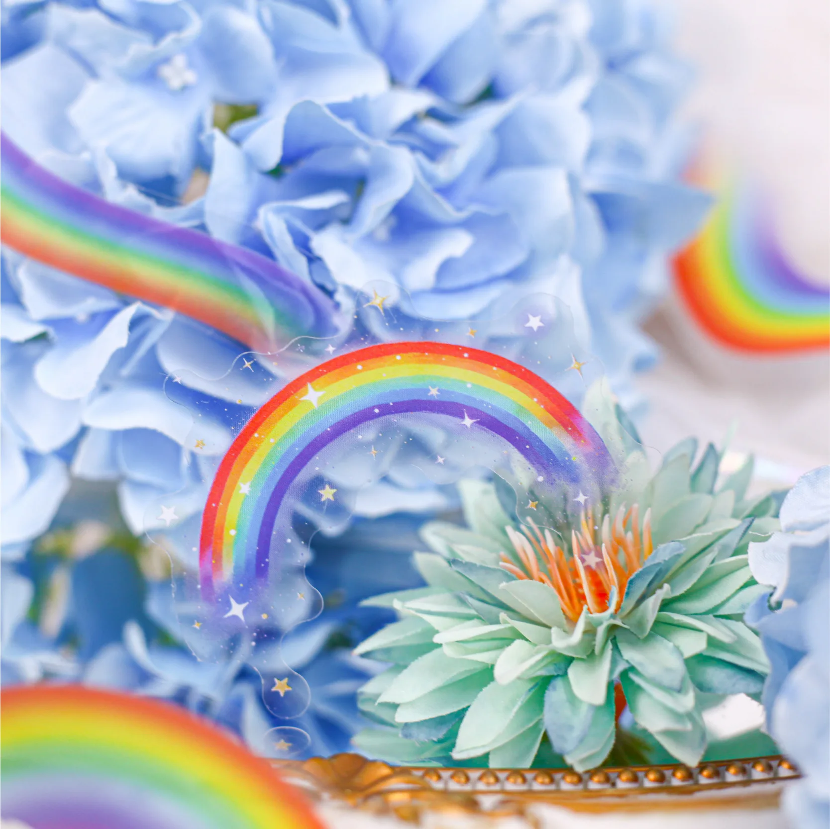 16pcs/1lot Kawaii Stationery Stickers rainbow Collection Diary Decorative  Scrapbooking Craft