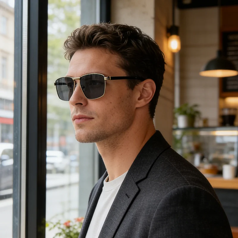 Neue modische europäische und amerikanische Retro-Street-Style-Sonnenbrille mit quadratischem Metallrahmen für Männer und Frauen 136