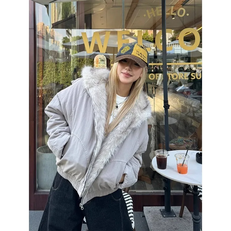 Y2k Women New Jacket Casual Simple Comfortable Loose Brand Fashion Trend Zipper Popular Thin Superior Short Hooded Cotton Coat