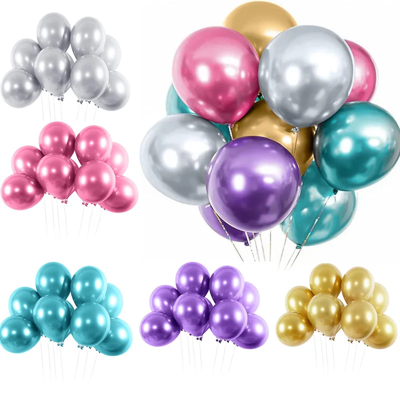 

10inch Metal Balloons 10/20/30pcs Chrome Gold Silver Metallic Latex Balloons for Birthday Baby Shower Xmas Party Decorations