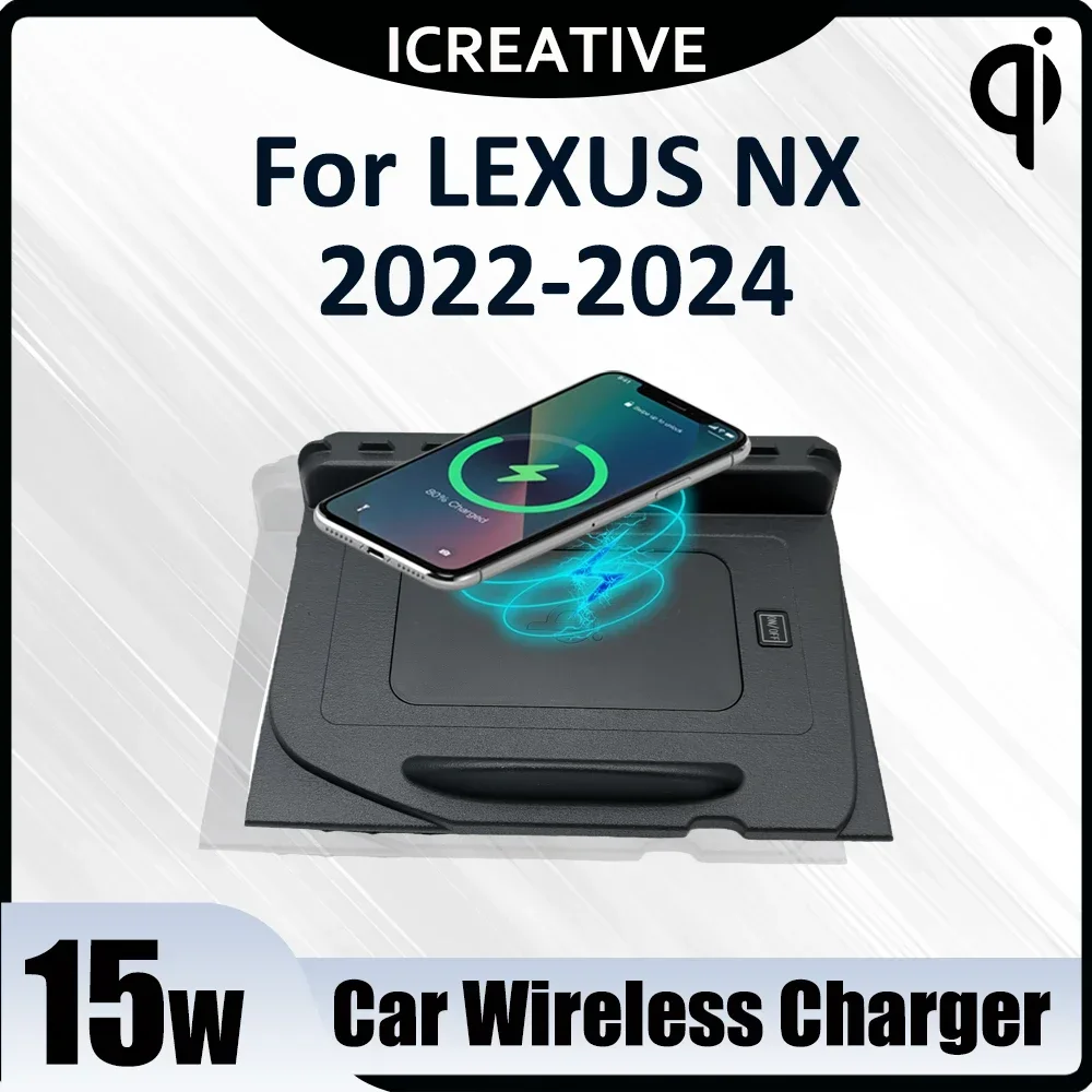 

Wireless Car Charger Qi 15W Fast Charging Pad for Lexus NX 350h 450h+ 2022-2024 Car Accessories Wireless Charger Center Holder