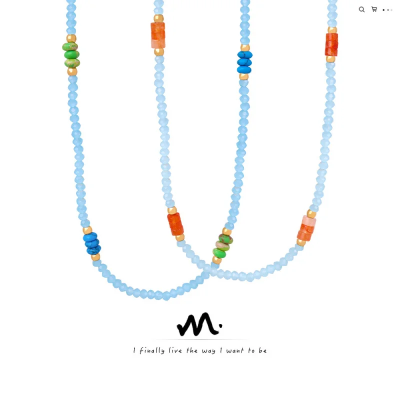 

【Mirrordust】Винтажный новый стиль легкий роскошный натуральный камень ручной работы из бисера бирюзовые счеты ожерелье из бисера модные украшения