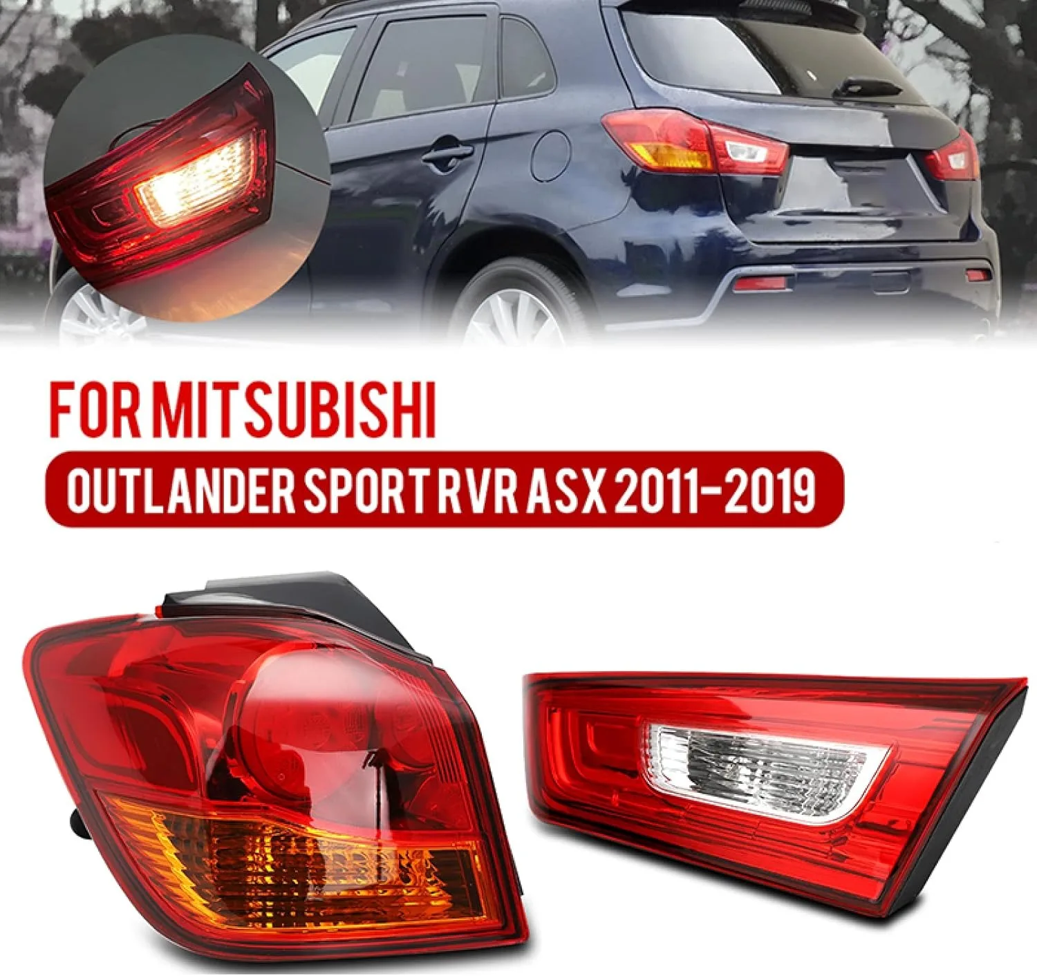 

Для Mitsubishi Outlander Sport ASX RVR 2011-2019 автомобильный задний фонарь, задний бампер, стоп-сигнал, сигнал поворота, предупреждение