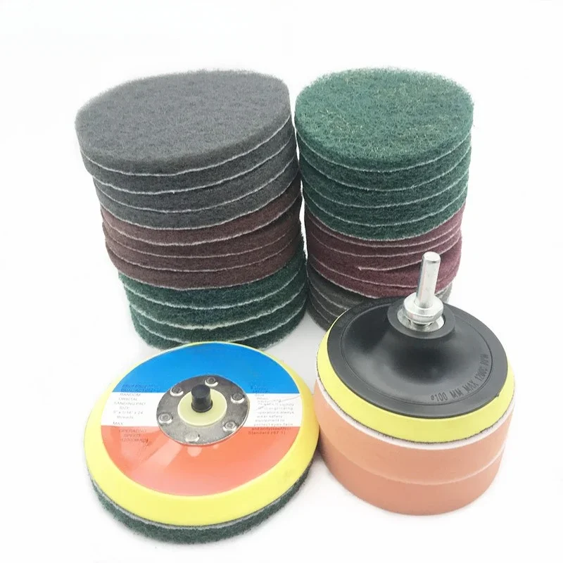 Kit de restauration de phares de voiture de 4 pouces, disques abrasifs avec tampon de support, tampons à récurer, tampons de polissage en éponge de laine, 2 pièces