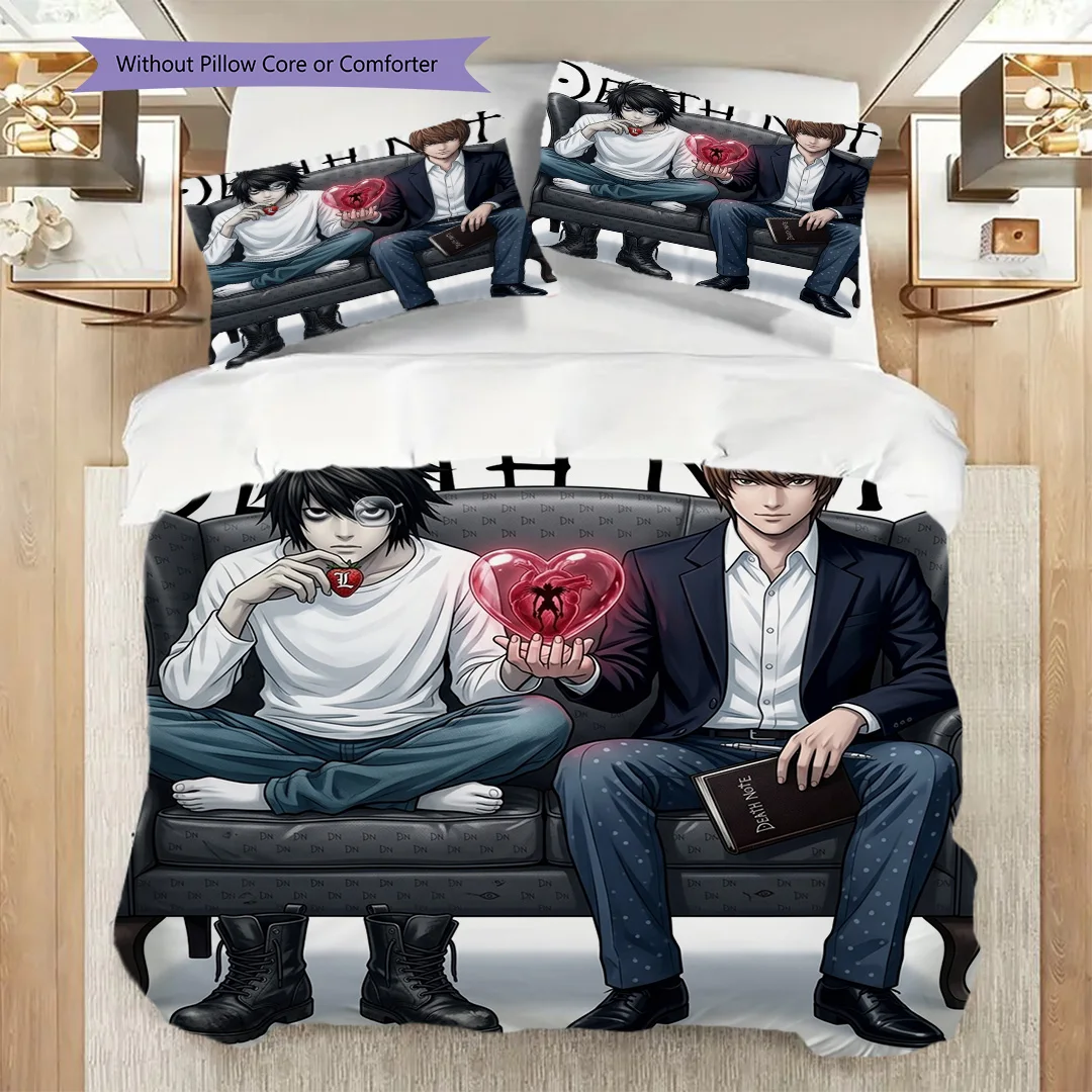 Printed Death Note Anime Duvet Cover Set & Pillowcase Daily Bedroom Bedding Ornament-kwq317