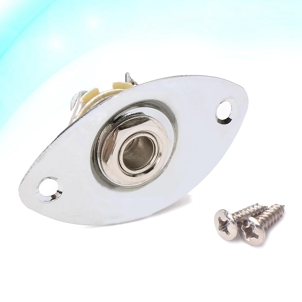 

Chrome Socket Guitar Pickup Electric Jack Bass Plug and Replacement Output Plate Stereo