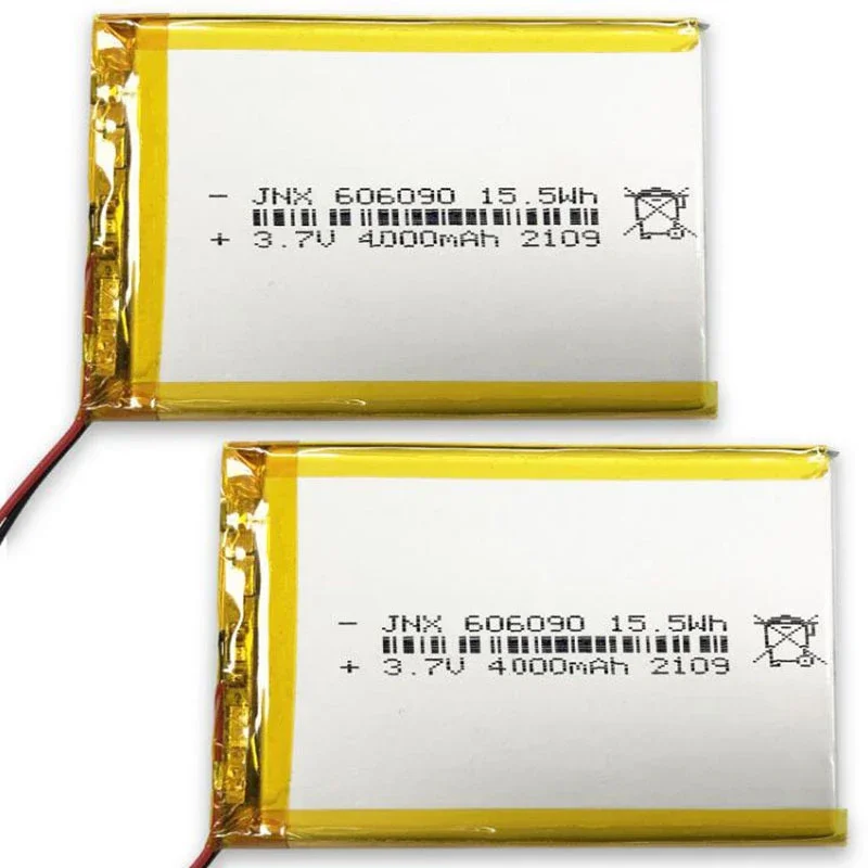 1-6PCS 606090 4000mah 3.7V Li-polymer Battery for Mobile Power Solar Street Lamp Charging Power Bank Laptops with Add Board Wire