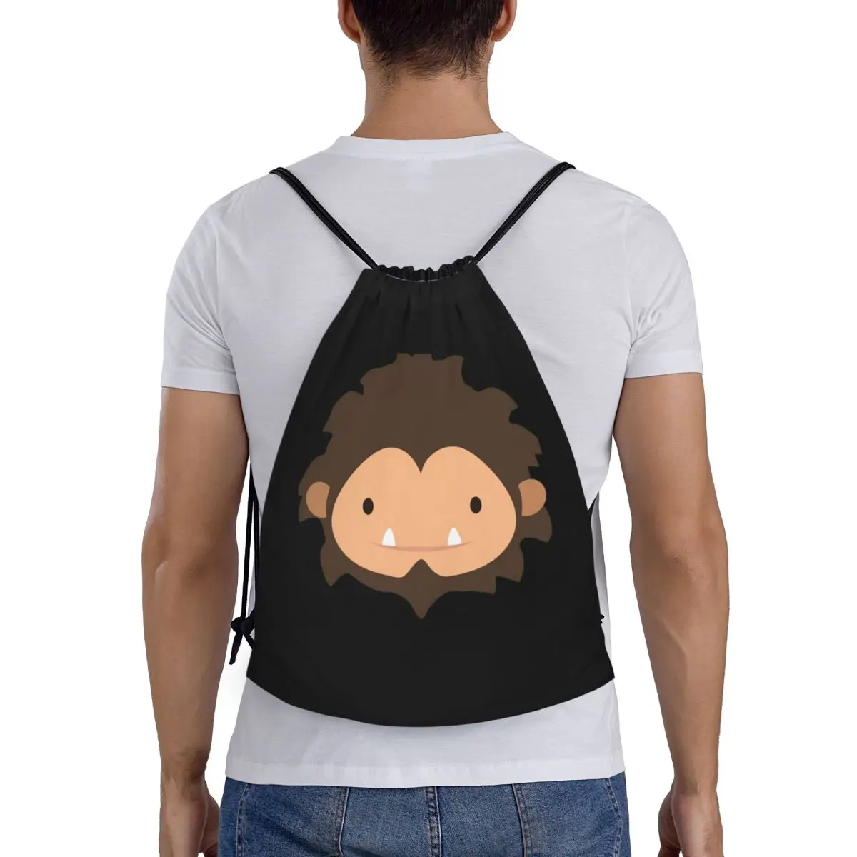 Sneaky Sasquatch Big Head Backpacks Fashion Drawstring Bags Storage Bag Book Bags for Travel School