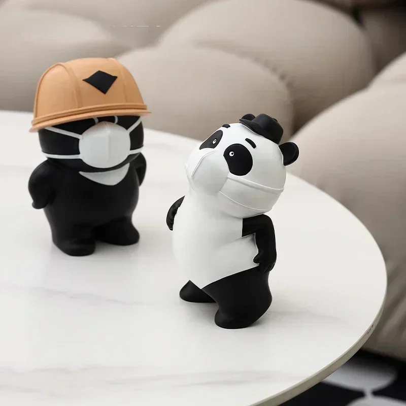 

Home Creative Lovely Panda Black Bear Entrance Desktop Resin Small Decoration Home Soft Decoration Craft Jewelry