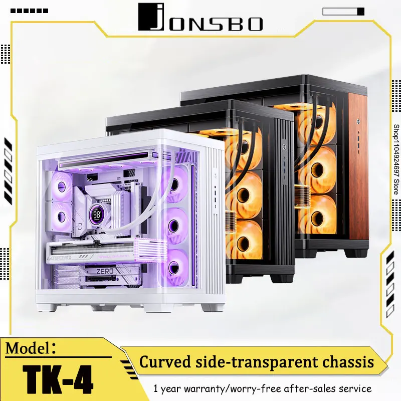 

JONSBO TK-4 Чехол для комнаты Seaview ATX Настольный компьютер Вертикальный корпус MATX с водяным охлаждением на 360 градусов Корпус с рамой из алюминиевого сплава Черный/Белый