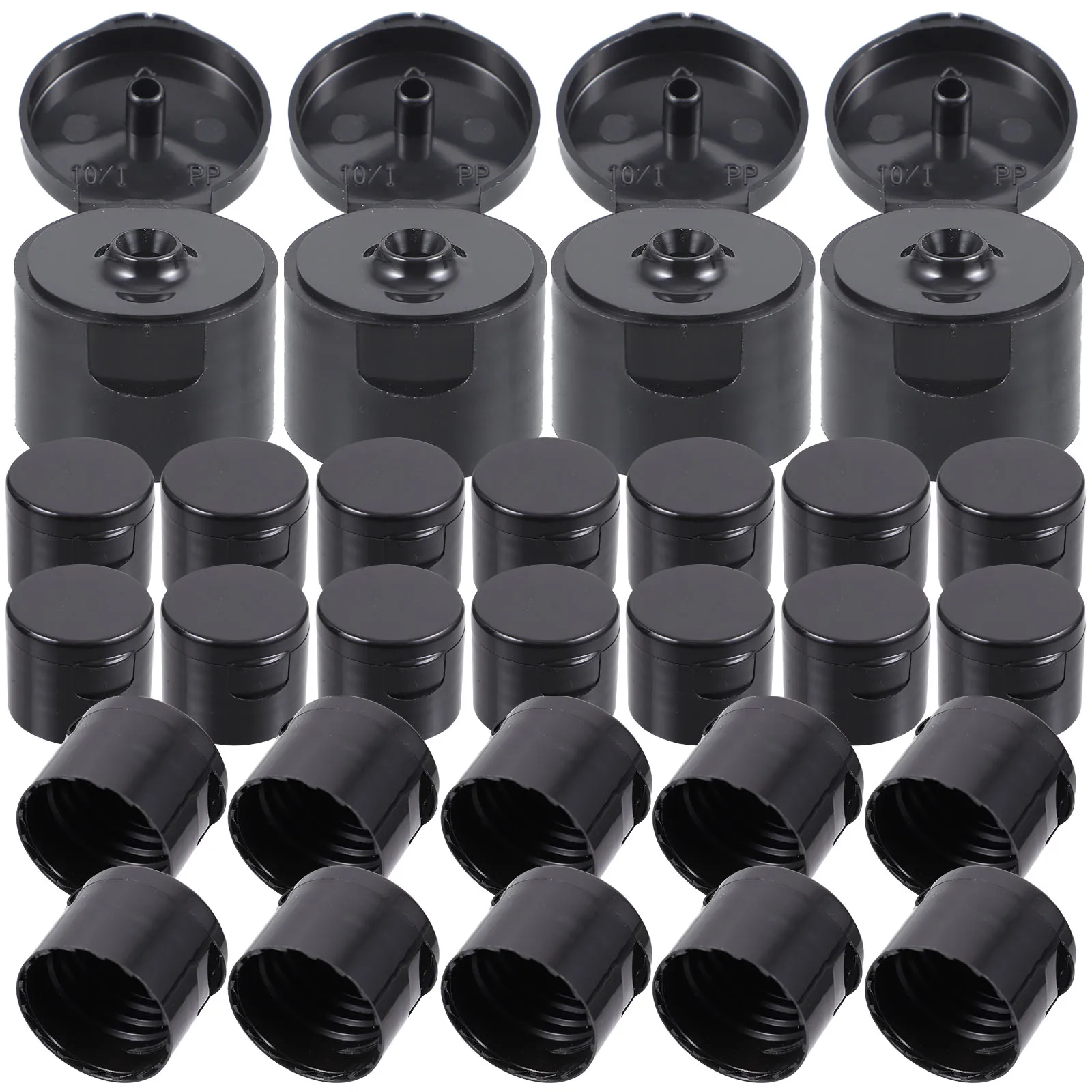 

50pcs Black 28mm Sports Pull Cover Bottle Caps Mineral Water Tops Reusable Sealing Plastic Durable Anti Leakage Outdoor Camping