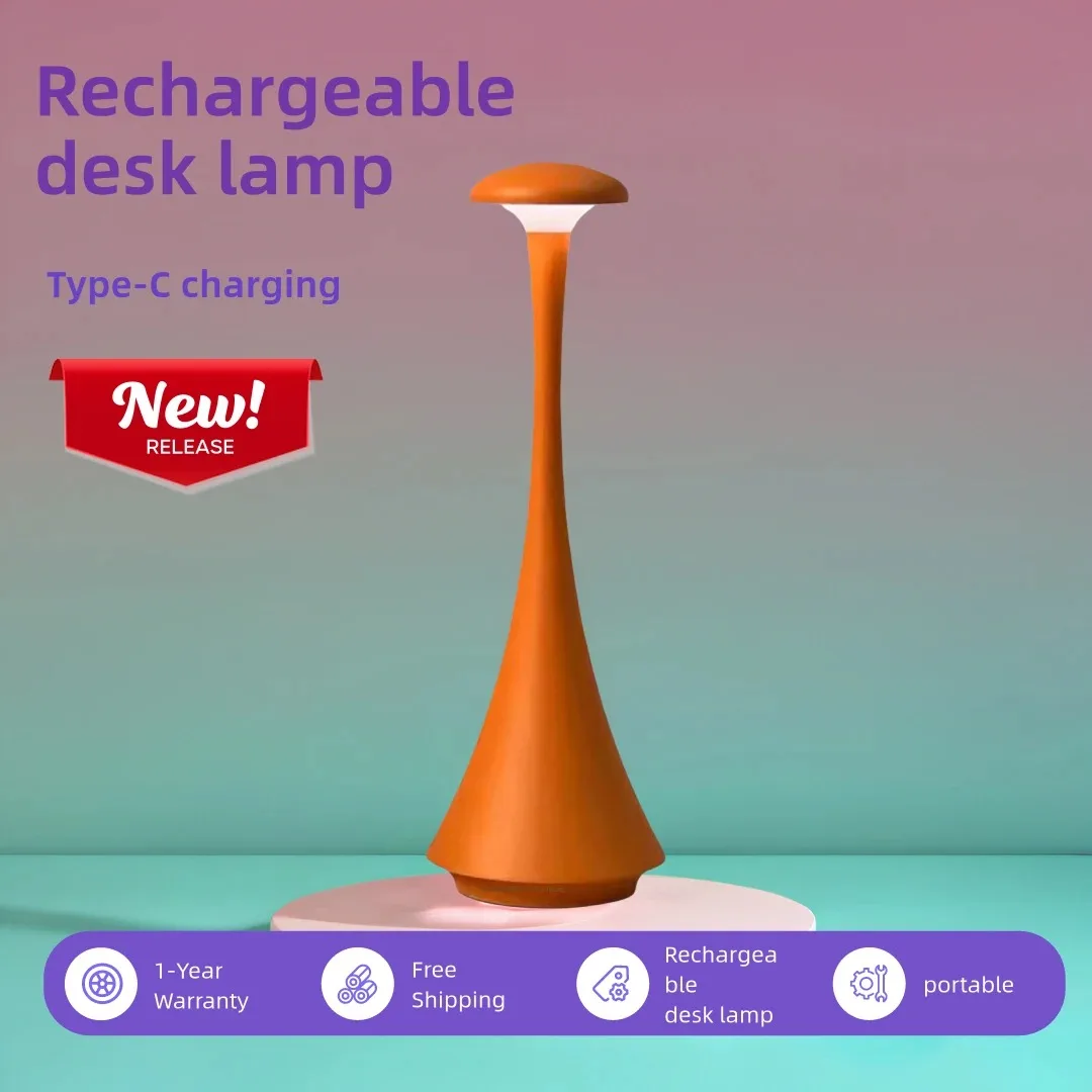 مصباح ليلي قابل لإعادة الشحن مصباح لاسلكي يعمل باللمس مصباح إبداعي USB-C مصباح مكتبي لغرفة نوم الفندق مصباح لتهيئة الجو 3 ألوان #5