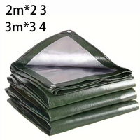 Tarpaulin 2m*2 2x3 3*3 3x4m Green Silver Rain Cover Canopy Awning Uv Block Car Waterproof Tarp  Awning Camping Fishing Sunshade