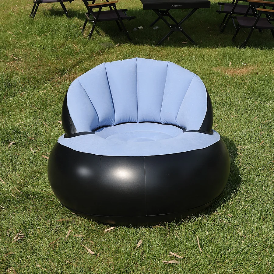 inflatable sofa with backrest, portable quick-inflating foldable lazy sofa, PVC flocking surface, suitable for living room, game