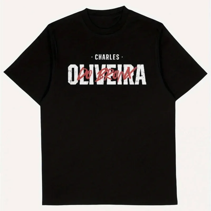 تي شيرت صيفي للرجال بنمط نص برتغالي أبيض وأحمر جريء - مستوحى من تشارلز أوليفيرا، نمط شارع كاجوال أسود #1