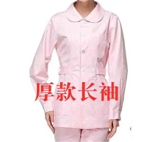 Плюс размер медсестра униформа длинный рукав осень и зима короткий рукав длинный рукав белое пальто короткий сплит