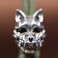 Openable Wolf Face Mask Skeleton Head Brass Knife Beads Outdoor EDC DIY Paracord Woven Lanyard Pendants Accessories Punk Charms