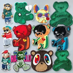 Ricamo Cat Patch Animal Cartoon asciugamano Patch per orsi, distintivi per orsi in ciniglia, Appliques per gatti per abbigliamento A2112101
