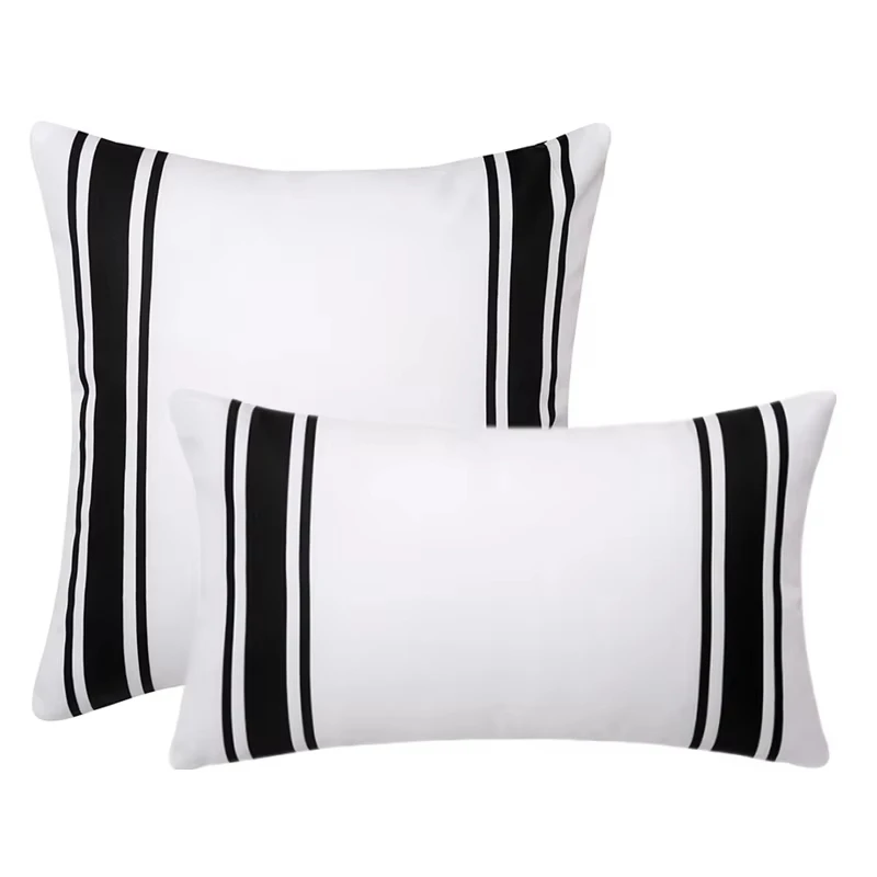 1pc Waterproof Cushion Cover 45*45 30*50 Decorative Pillowcase Black White Indoor Outdoor Pillow Cover for Sofa Living Room