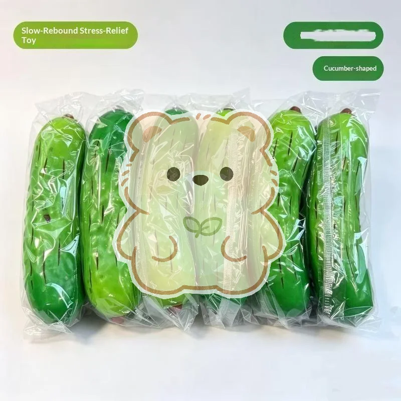 1Pcs Simulated Cucumber Squeeze Toy PU Slow Rising Soft Stress Relief Fidget Toy for Kids Adults Holiday Stocking Fillers