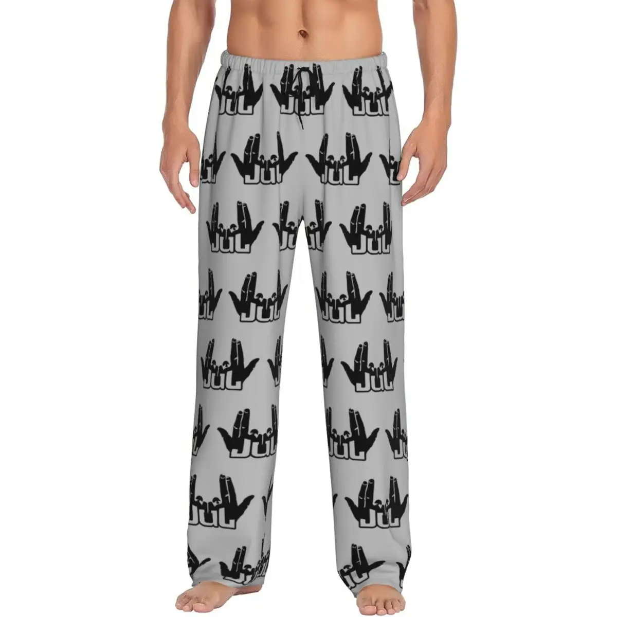 Custom French Rapper Music JUL Classical Pajama Pants for Men Lounge Sleep Stretch Sleepwear Bottoms with Pockets