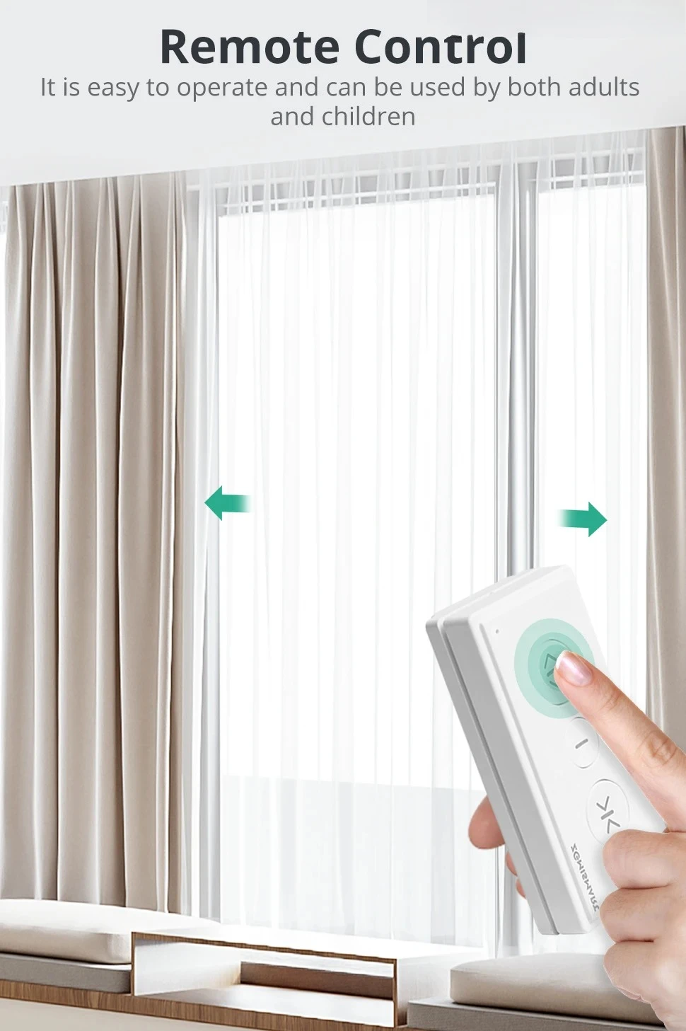 82-Inch Matter over Thread Smart Curtain Motor – Automatic Electric Drapery System with Remote & Voice Control