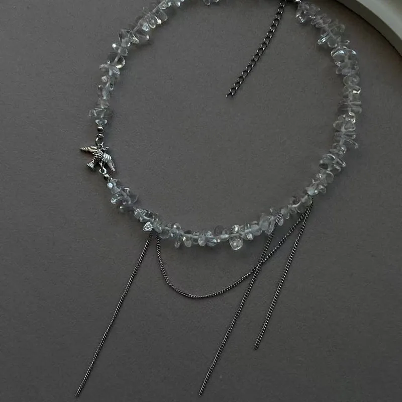 Fashion Vintage Sexy  Pendant Tassel Necklace For Women Boho Geometric White Natural Stone Jewelry X0370