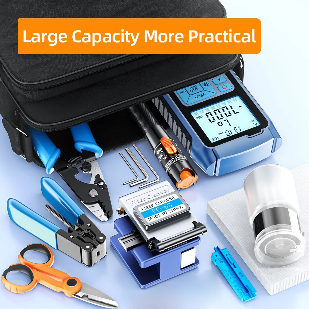 Fiber Optic Tool Kit FC-6S Fiber Cleaver with MINI Fiber Optica Power Meter and 10mW Visual Fault Locator