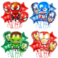 5pcs Children's Birthday Party Globos Decoration Avengers Theme Iron Man Captain America Spider Man Hulk Balloon Set Supplies