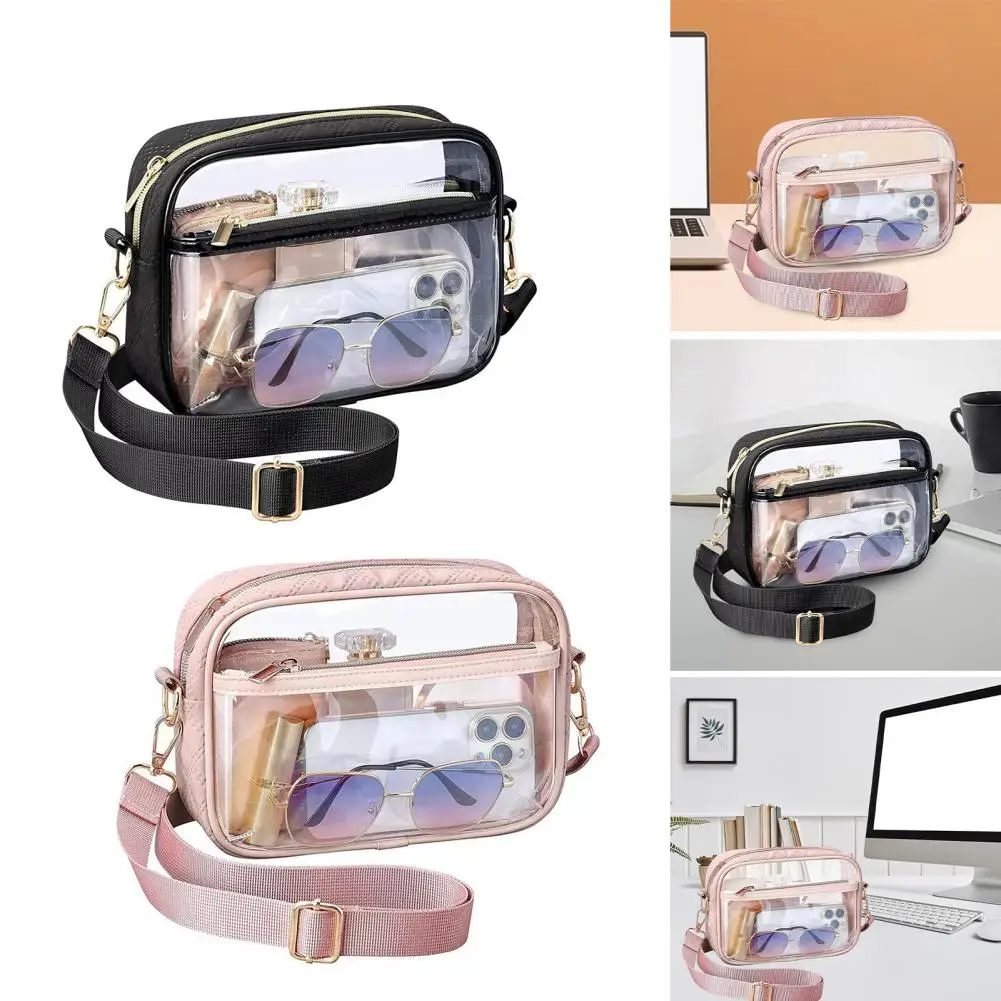 Impermeável transparente Crossbody Bag, Correia ajustável Capacidade, Armazenamento do dinheiro do telefone para exterior