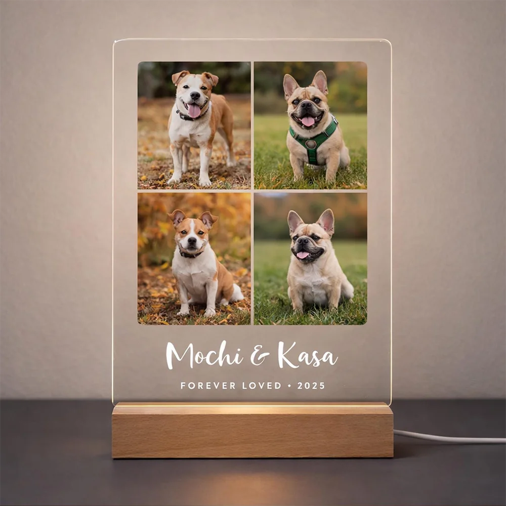 

Персонализированный светодиодный ночник для собак и кошек с фото питомца, акриловый декор, милый узор с животными, теплый свет, уникальный дизайн, памятный подарок для дома