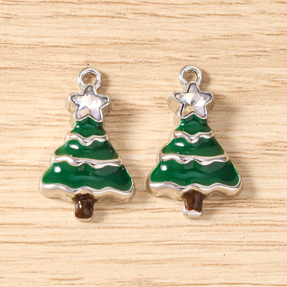 Tusember 5 Stück Emaille-Weihnachtsanhänger mit Weihnachtsmann, Schneeflocke und Schneemann für Weihnachtshalsketten, Ohrringe, Armbänder und Bastelarbeiten – Detail 9