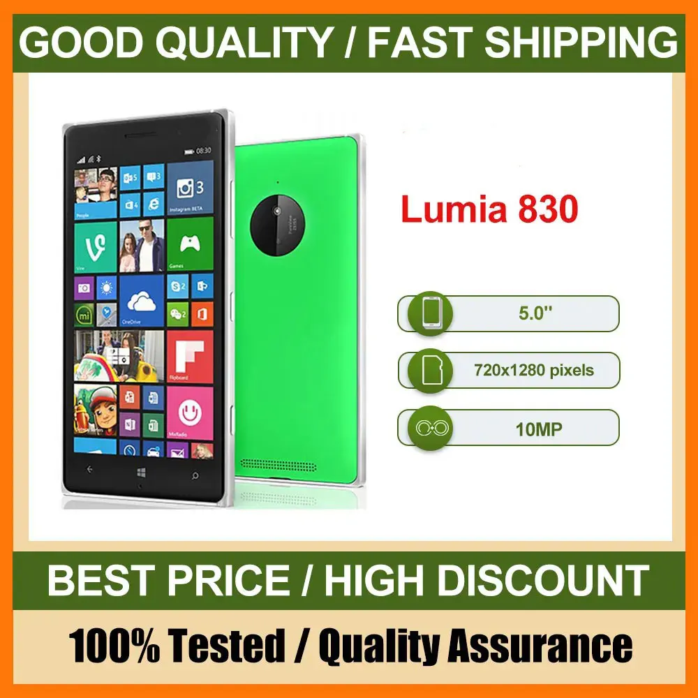 هاتف محمول Lumia 830 أصلي مصنوع في فنلندا يدعم اللغة الإنجليزية بحالة جيدة