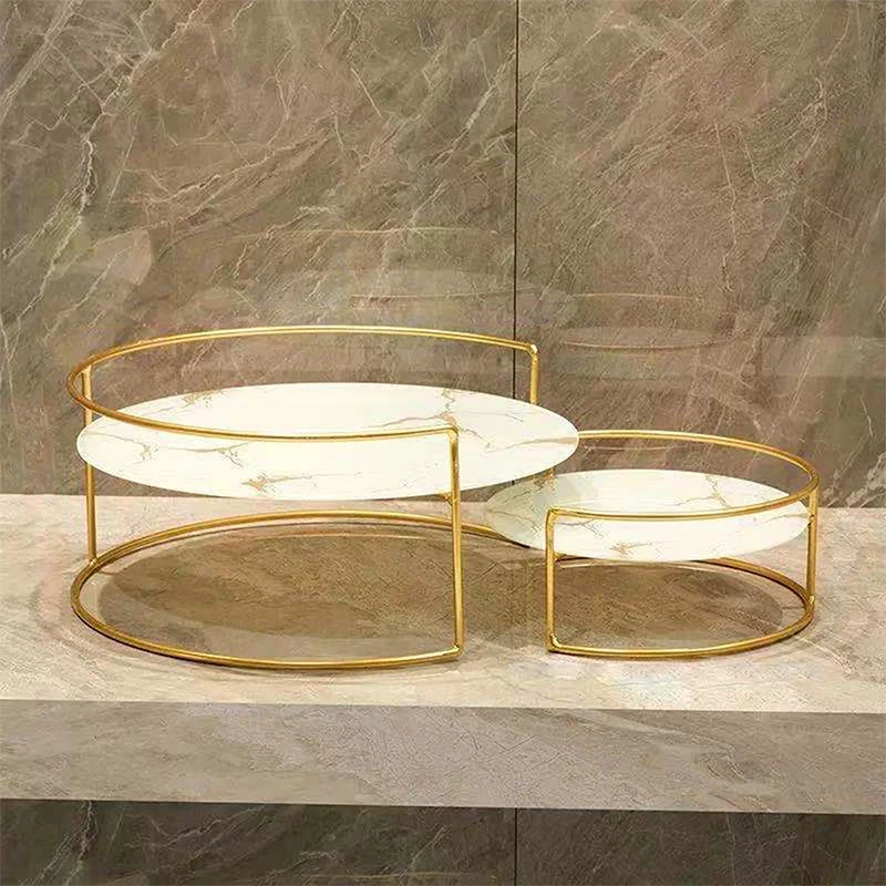 Bathroom Organizer Holder with Metal Base Cosmetic Container Marble Pattern Tray Rack Home Party Decoration Candle Holder New