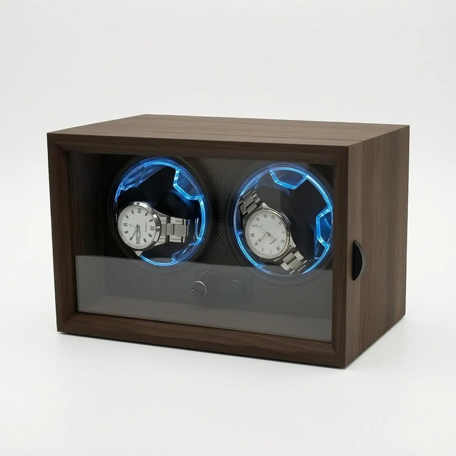 Automatic Watch Winder for Two Watches with Soft Foam Cushions and Subtle LED Glow
