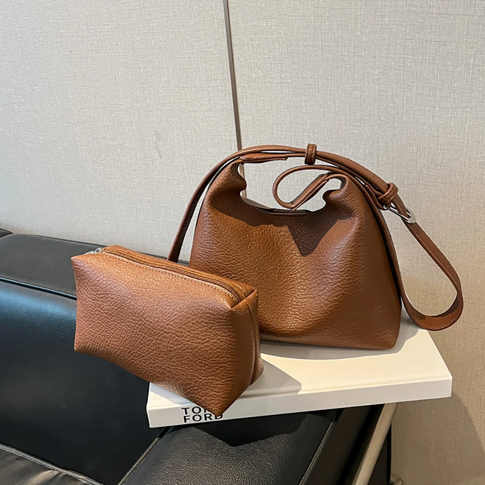 High Grade Buckle Composite Bag Women's Casual All-Match Solid Color Crossbody Bags Versatile Daily Commute Single Shoulder Pack