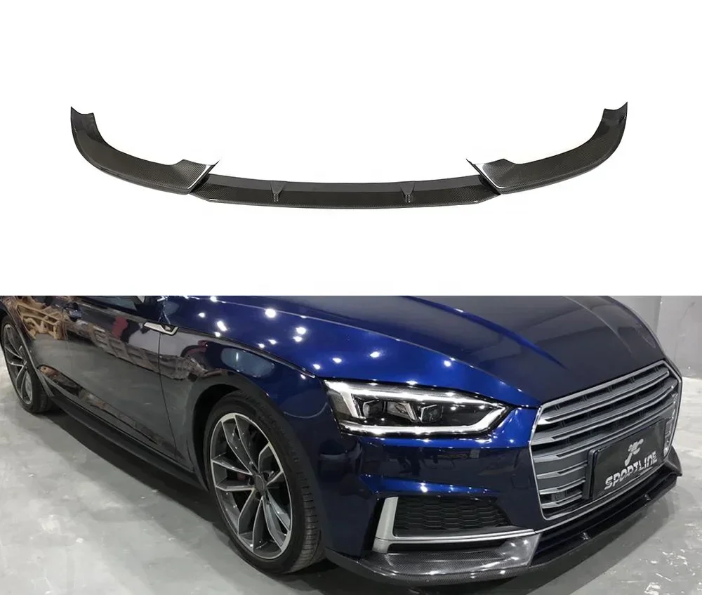 RS5 Style Carbon Fiber Car Front Center Lip for Audi A5-Sline S5 2017-2018