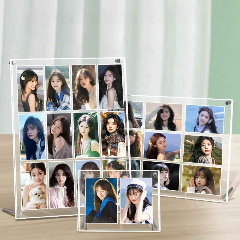 Acrylic Photocard Display Frame 8 Pocket Card Holder Desktop Photo Display Stand Transparent Picture