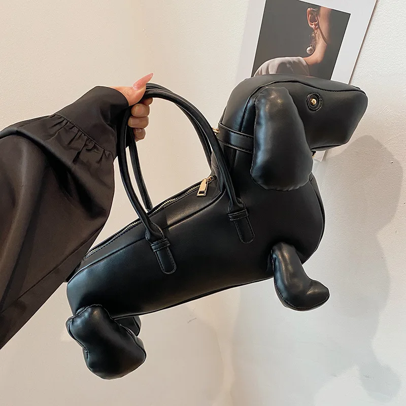 Women's Fashion Design Shoulder Bag With Many Korean Reviews Cute PU Soft Leather Dachshund Handbag Messenger a High-end Alma