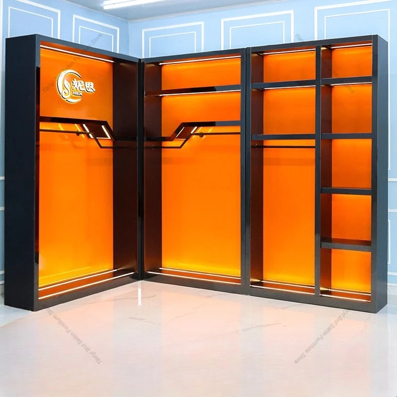 Nordic Luxury Wardrobe Women's Clothing Store Modern Designer Clothing Store Display Rack Shoe Cabinet Bag Office Furniture FYMC