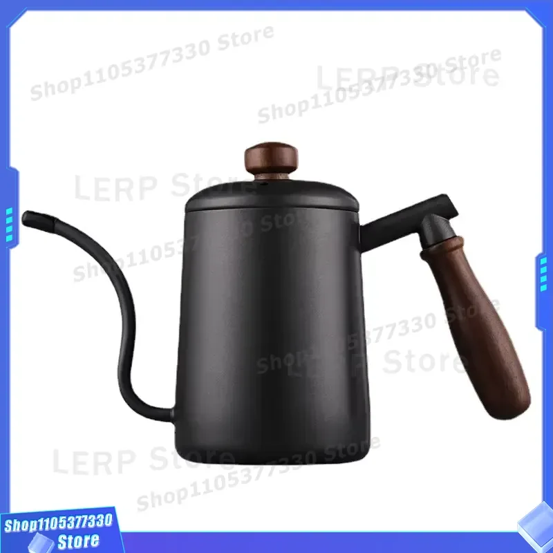 Stainless Steel Gooseneck Coffee Pot Manual Drip Kettle with Lid Black Long Spout for Hotel Travel Camping Home Brewing Use