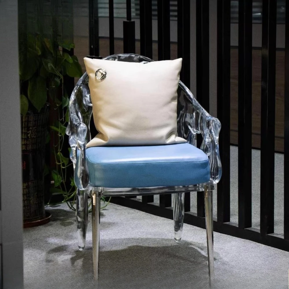 Deposit Modern Light Luxury Transparent Resin High-end Art Furniture Stool Model Room Hotel Villa Living Room Bar Petal Chair