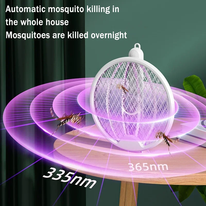 Foldable Electric Mosquito Swatter Ultraviolet Mosquito Trap and Insect Killer Double-Layer Grid Rechargeable Mosquito Killer