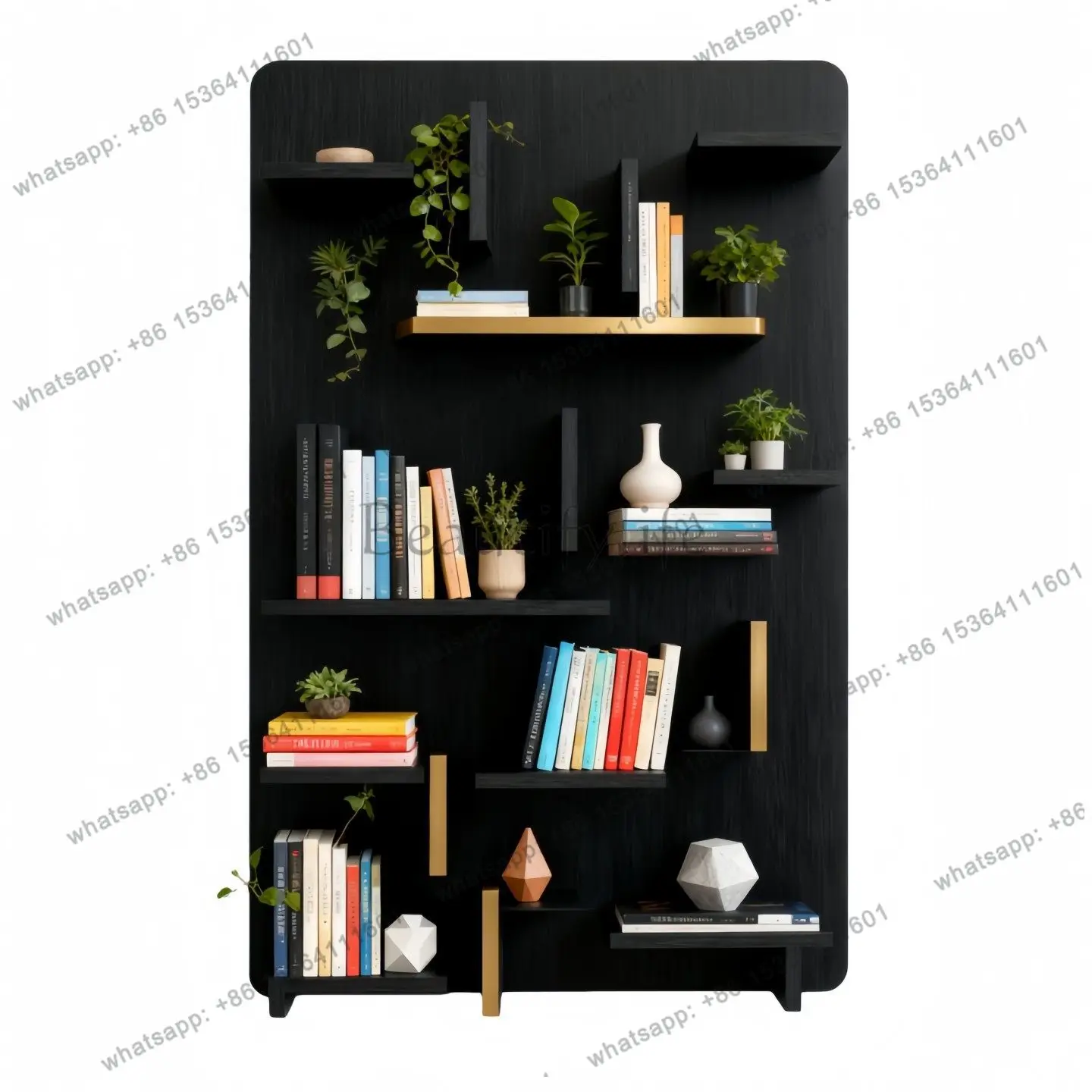 Modern simple wall-mounted bookshelf living room multi-layer storage paint custom bookcase