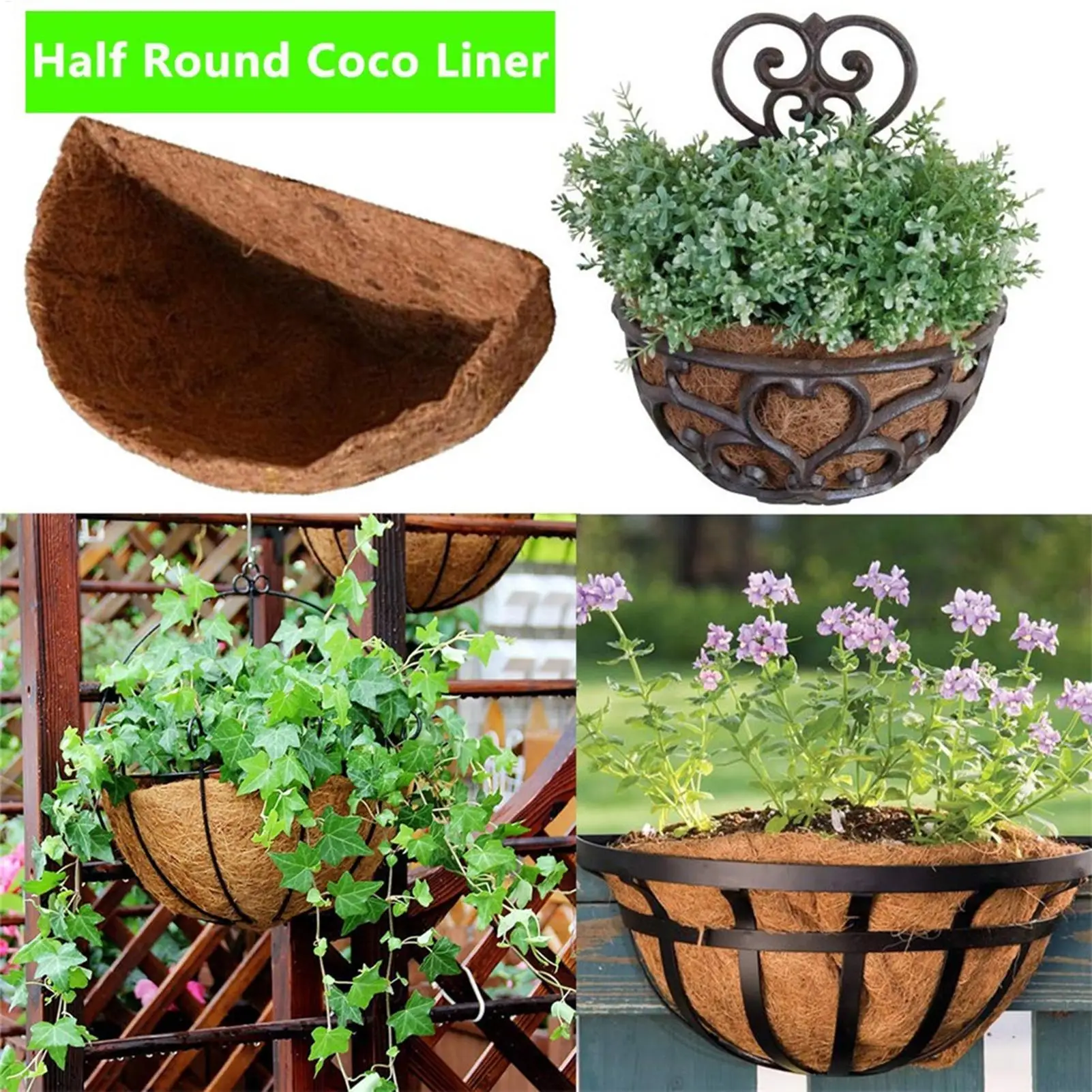 Thick Hanging Basket Liner Coconut Liners for Planters Natural Coco Basket Replacement Liner Outdoor Garden Accessories